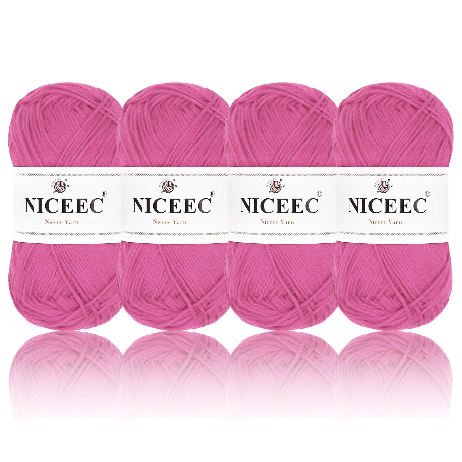 NICEEC - 4 madejas de hilo suave para bebé, 100 % algodón, para crochet, 4 capas, para mantas, manualidades, grosor de hilo, longitud total: 4 x 175 yardas/4 x 50 g 