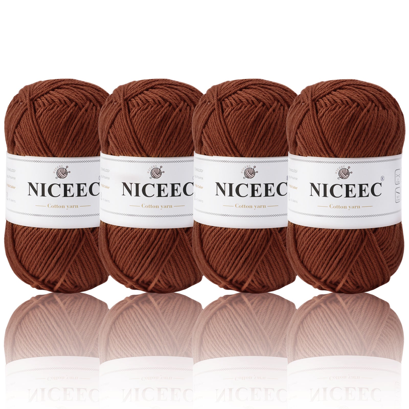 NICEEC - 4 madejas de hilo suave para bebé, 100 % algodón, para crochet, 4 capas, para mantas, manualidades, grosor de hilo, longitud total: 4 x 175 yardas/4 x 50 g 