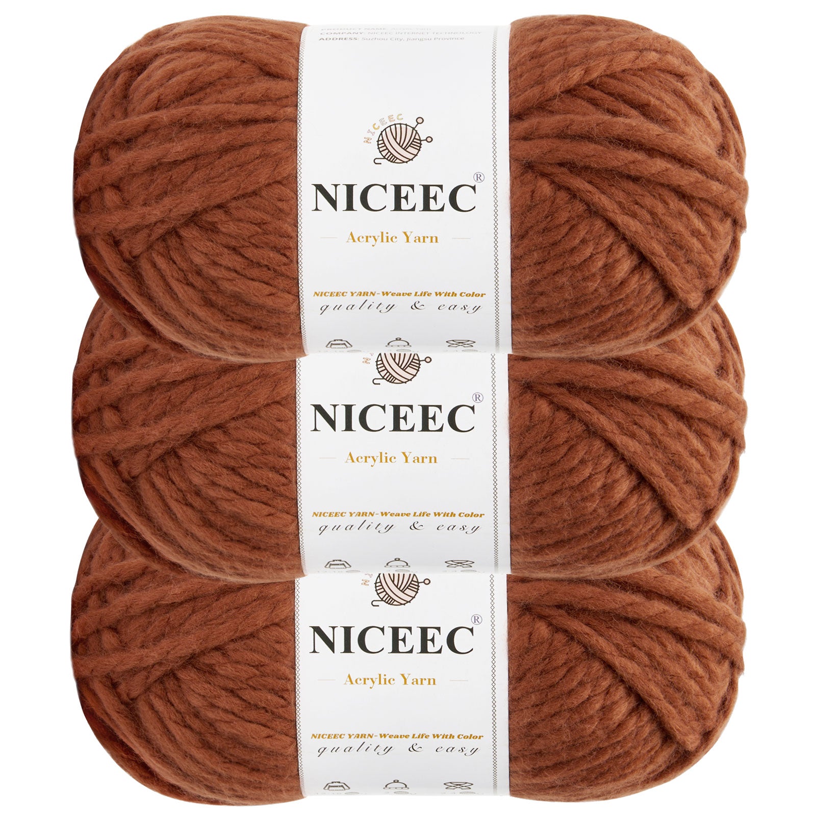 NICEEC 3 Skeins Colorful Acrylic Yarn Soft Quality Yarn Bulky Weight Yarn Multicolored Yarn for Crochet Knit -Total Length 3×120 yds/3×5.3oz