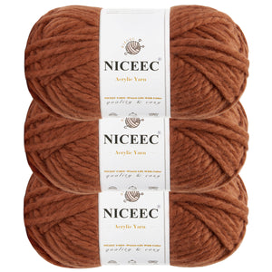 NICEEC 3 Skeins Colorful Acrylic Yarn Soft Quality Yarn Bulky Weight Yarn Multicolored Yarn for Crochet Knit -Total Length 3×120 yds/3×5.3oz