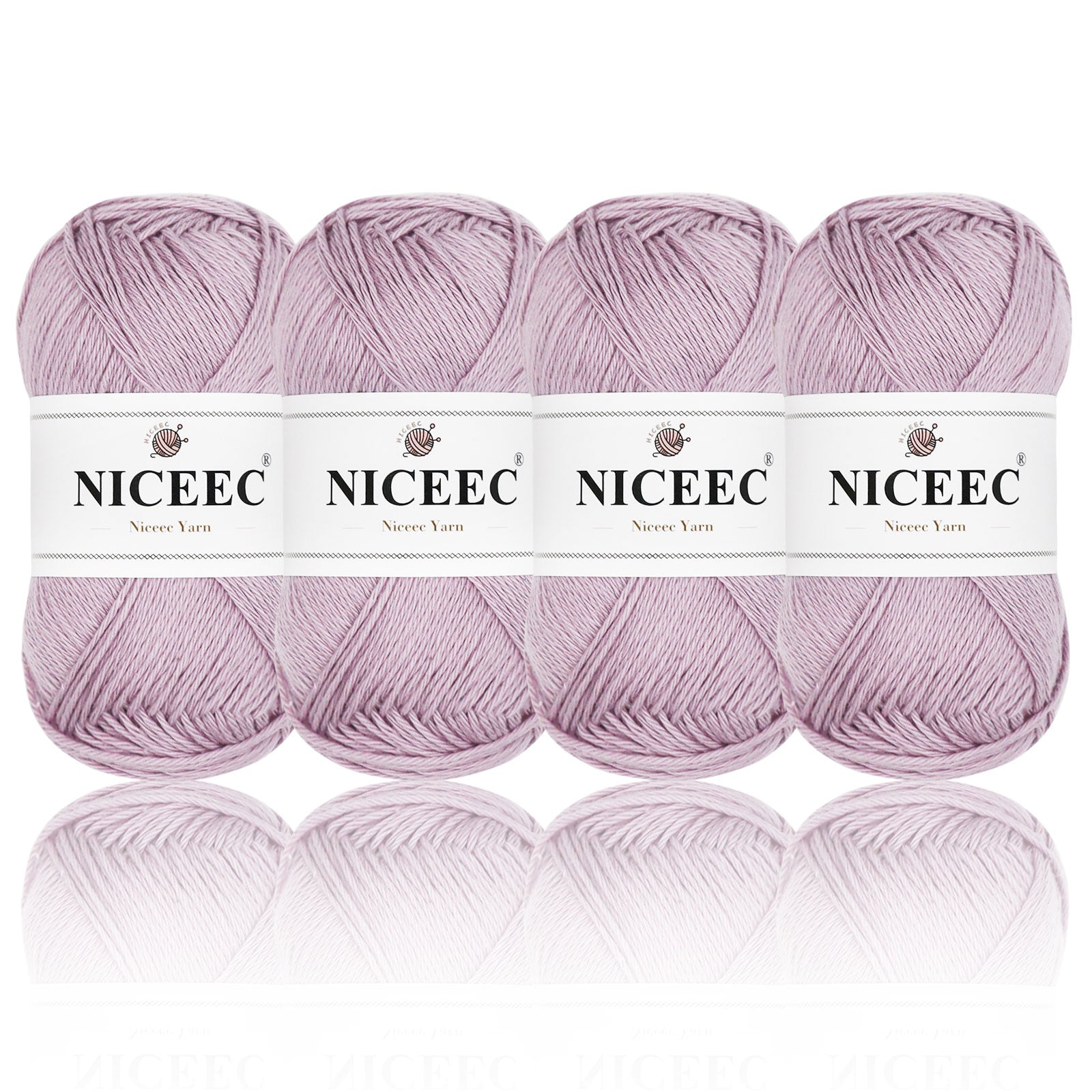 NICEEC 4 Skeins Soft Baby Yarn 100% Cotton Yarn for Crochet Knitting 4 Ply Yarn Blanket Yarn for DIY Craft Fingering Weight Yarn Total Length 4×175yds/4×50g
