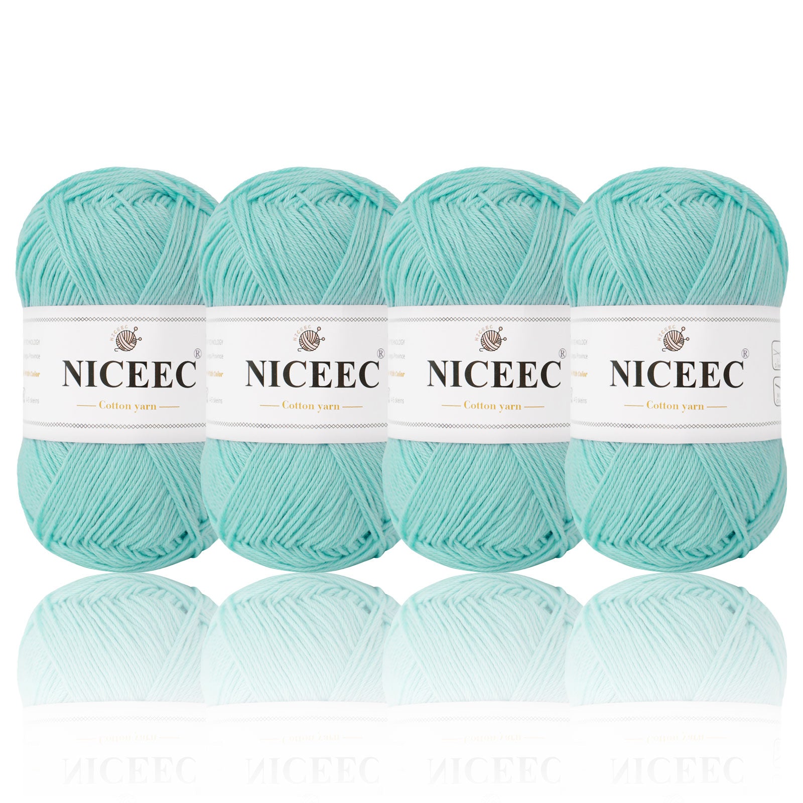 NICEEC - 4 madejas de hilo suave para bebé, 100 % algodón, para crochet, 4 capas, para mantas, manualidades, grosor de hilo, longitud total: 4 x 175 yardas/4 x 50 g 