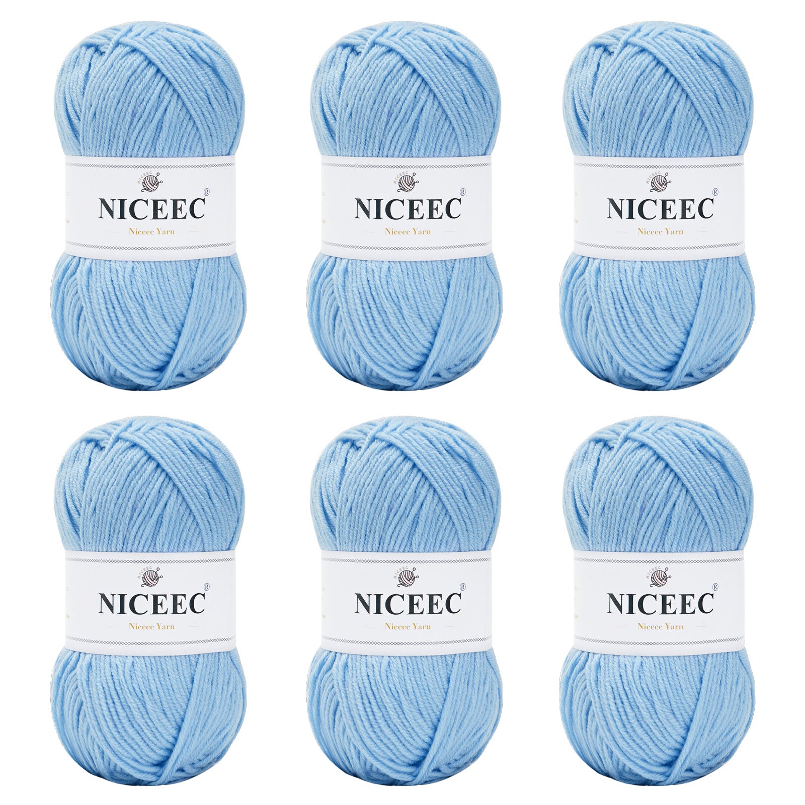 NICEEC 300g Soft Assorted Colors Yarn - Sport Weight,100% Acrylic, 4 Ply, Bonbons Yarn for Crochet & Knit, DIY Project Starter Kit for Kids or Adults(Total 870yds)
