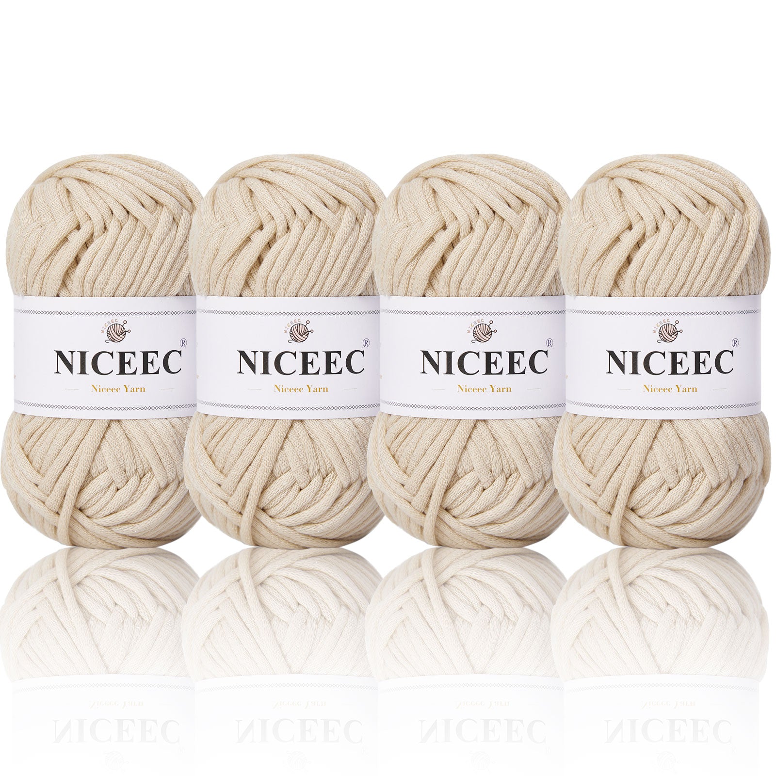 NICEEC 4 Skeins Crochet Yarn Soft Knitting Yarn for Beginners Cotton-Nylon Blend Yarn Easy-Use Yarn for Starters Crochet Kit Making Yarn for DIY Craft Total Length 4×55yds(4×1.76oz)