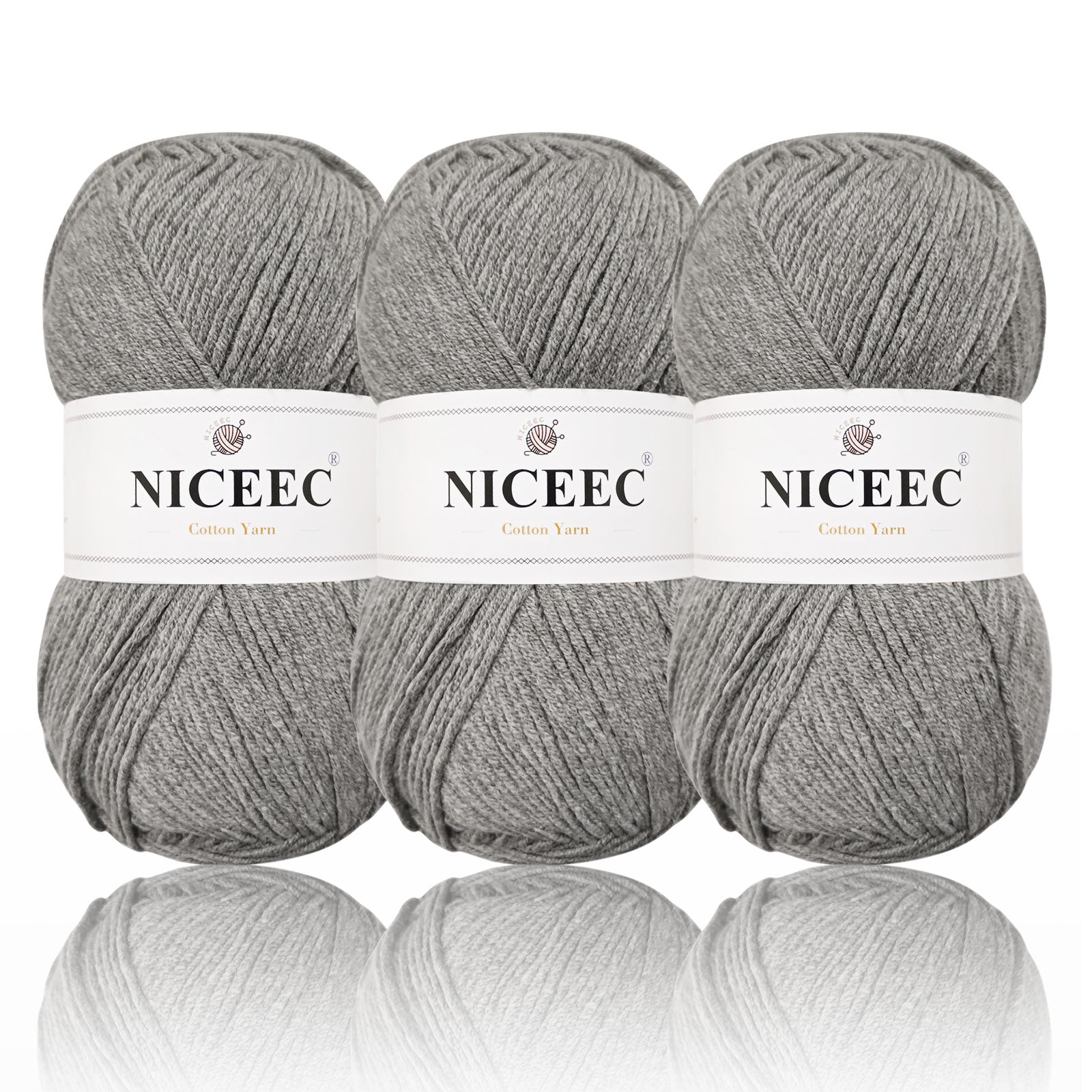 NICEEC - 3 madejas de hilo de algodón suave de 5 capas para bebé, ideal para tejer y crochet. Hilo de mezcla de algodón para bebé. Longitud total: 3 x 220 m (3 x 240 yardas, 100 g x 3). 