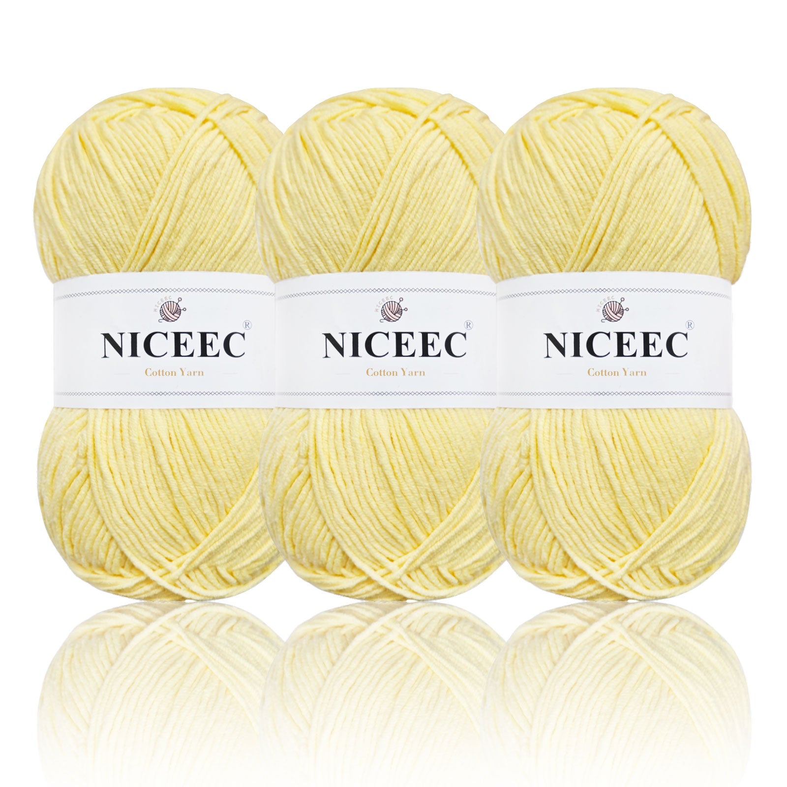 NICEEC - 3 madejas de hilo de algodón suave de 5 capas para bebé, ideal para tejer y crochet. Hilo de mezcla de algodón para bebé. Longitud total: 3 x 220 m (3 x 240 yardas, 100 g x 3). 