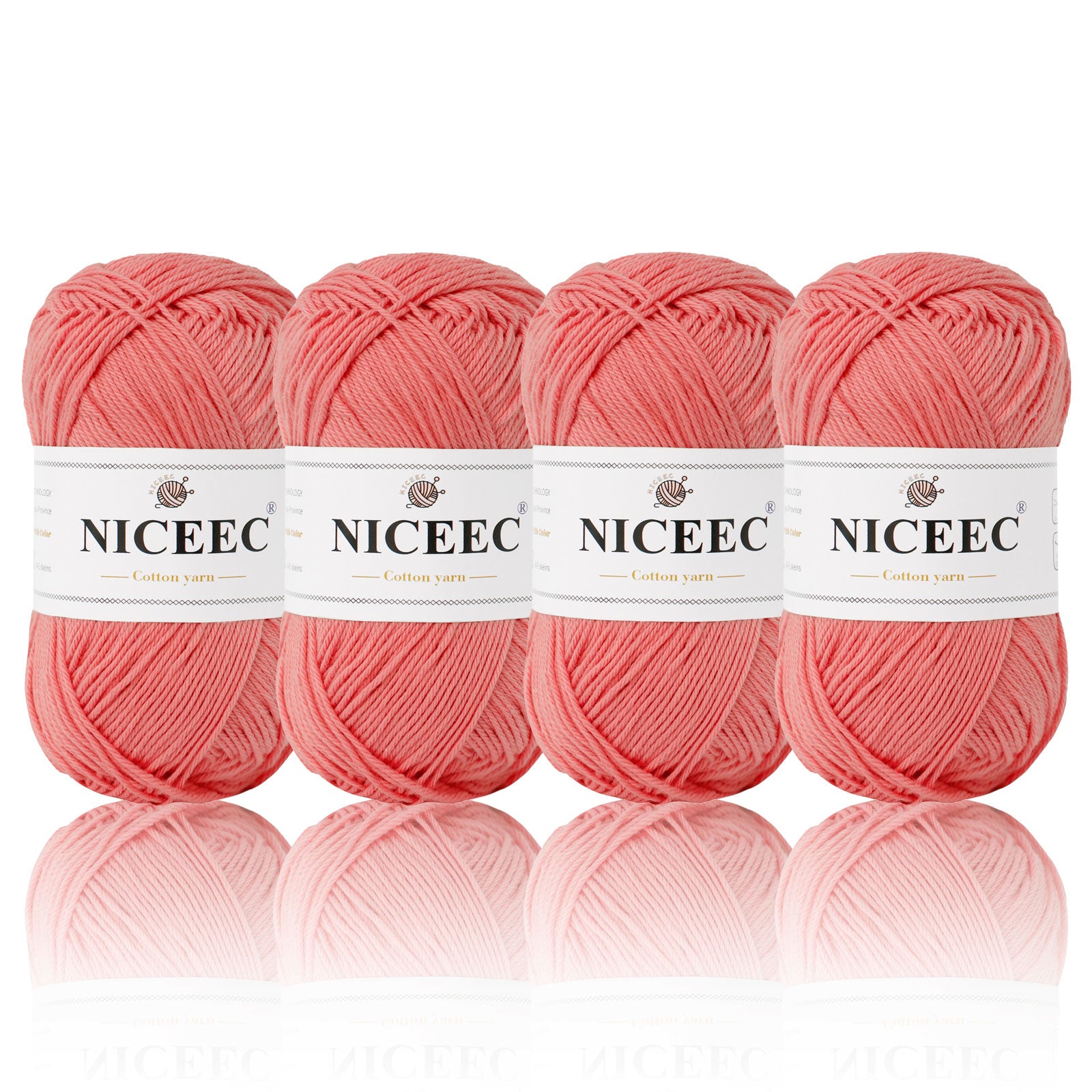 NICEEC - 4 madejas de hilo suave para bebé, 100 % algodón, para crochet, 4 capas, para mantas, manualidades, grosor de hilo, longitud total: 4 x 175 yardas/4 x 50 g 