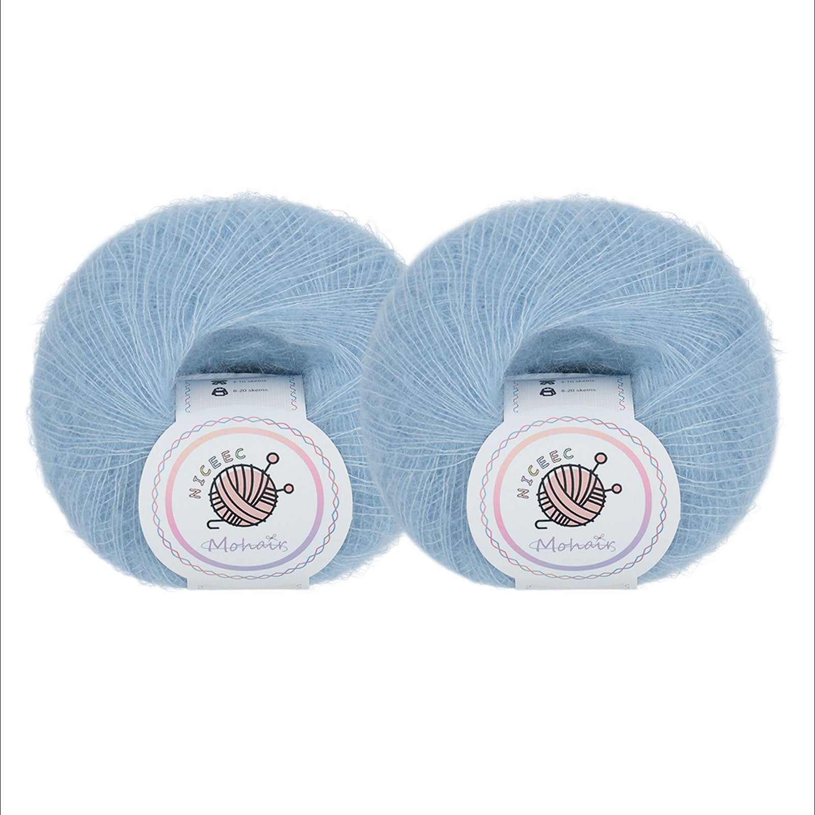 NICEEC 2 Skeins Soft Mohair Yarn, Fluffy & Fuzzy, Luxurious & Thin, Slik Wool Blend Yarn for Crochet & Knitting