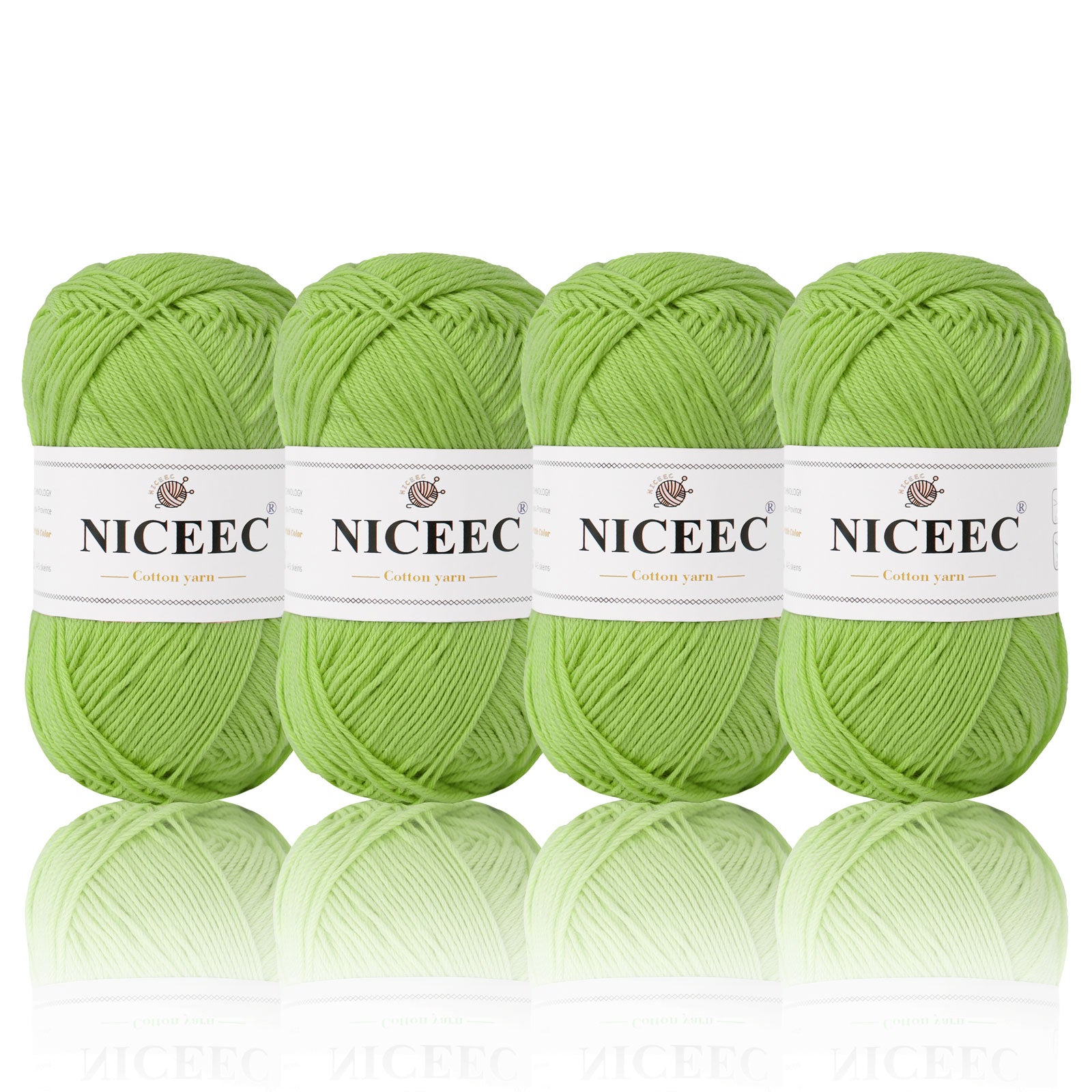 NICEEC - 4 madejas de hilo suave para bebé, 100 % algodón, para crochet, 4 capas, para mantas, manualidades, grosor de hilo, longitud total: 4 x 175 yardas/4 x 50 g 