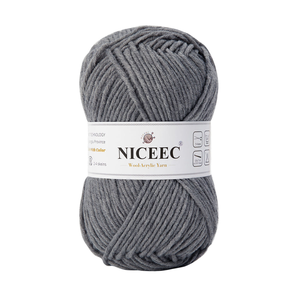 NICEEC 1 Skein Soft Wool-Acrylic Yarn for Knitting Worsted Weight Yarn Quality Yarn for DIY Craft Wool Blend Yarn for Crochet Blanket Yarn(3.53oz,153yds)