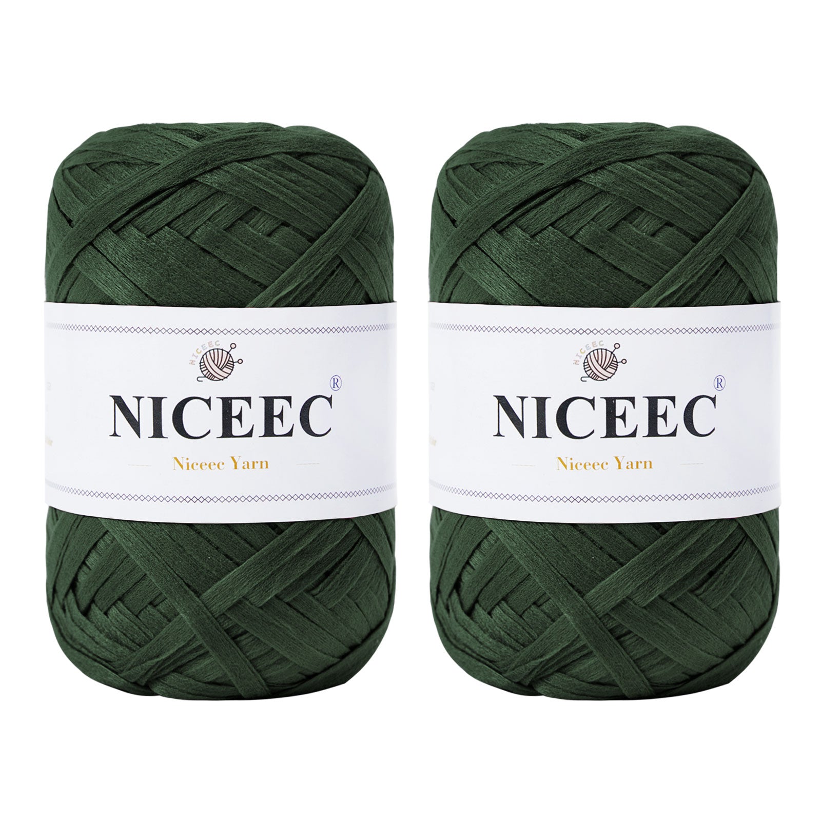 NICEEC - 2 madejas de hilo de cinta suave para crochet, papel artesanal, rafia fácil de crochet, cinta para manualidades y envoltura de regalos, longitud total: 1.76 oz × 2/109 yds × 2 - Morado rosado 