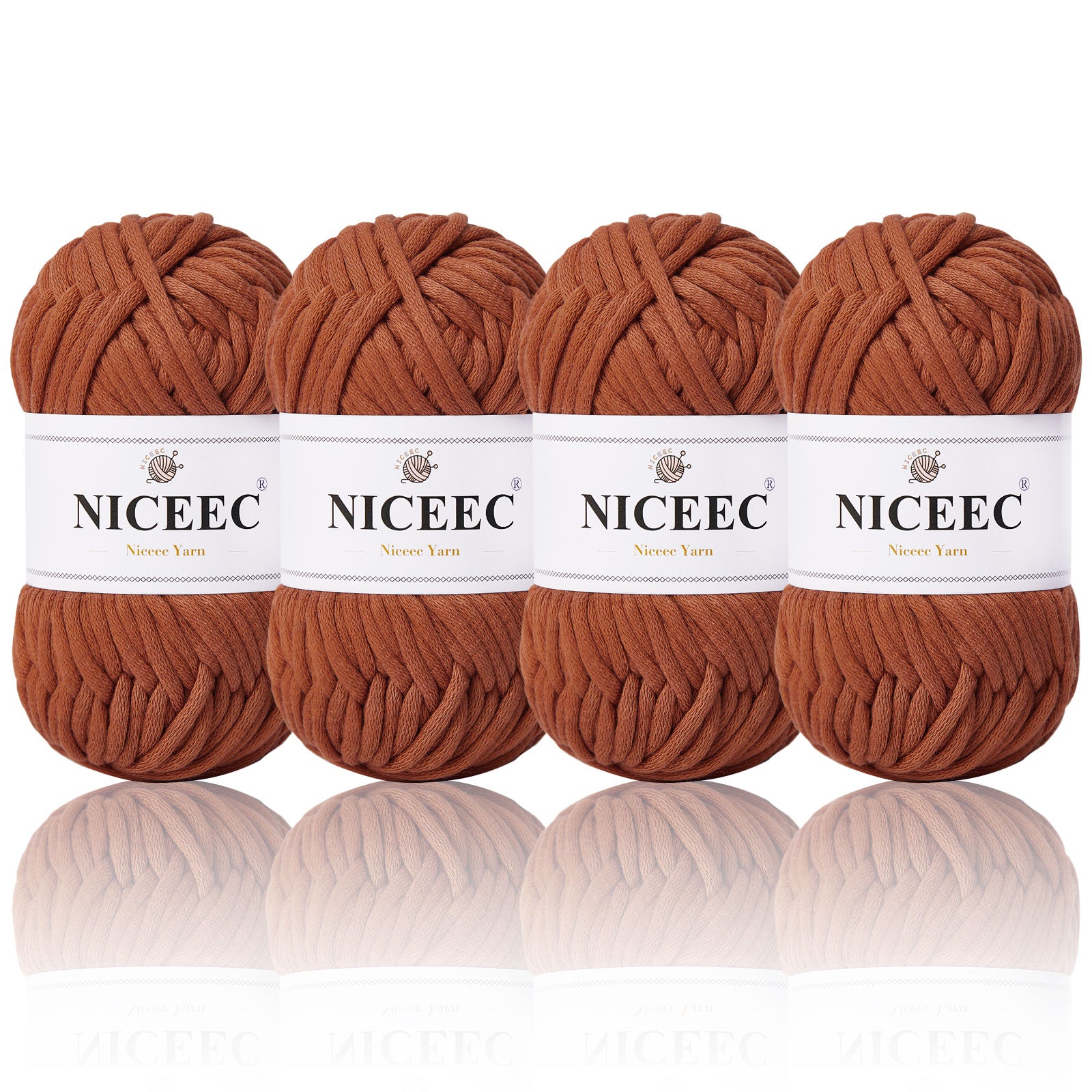 NICEEC 4 Skeins Crochet Yarn Soft Knitting Yarn for Beginners Cotton-Nylon Blend Yarn Easy-Use Yarn for Starters Crochet Kit Making Yarn for DIY Craft Total Length 4×55yds(4×1.76oz)