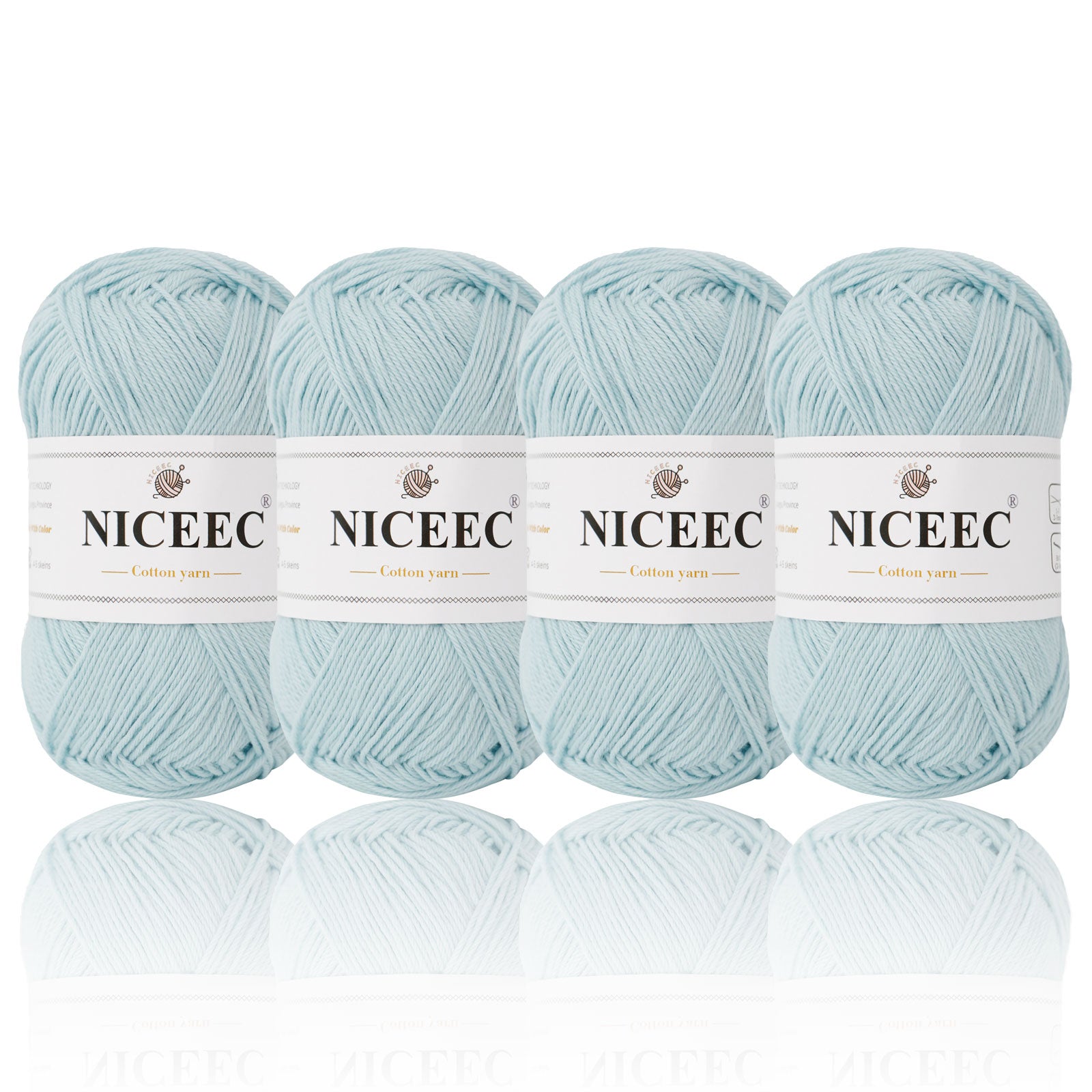 NICEEC - 4 madejas de hilo suave para bebé, 100 % algodón, para crochet, 4 capas, para mantas, manualidades, grosor de hilo, longitud total: 4 x 175 yardas/4 x 50 g 