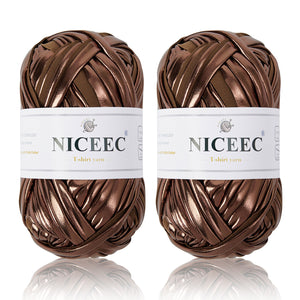 2 Skeins Fabric Cloth Yarn Metal T-Shirt Yarn for Crochet Knitting Soild Color Yarn for Hand DIY Craft Bag Basket Cushion-Totle Length 2×32yds