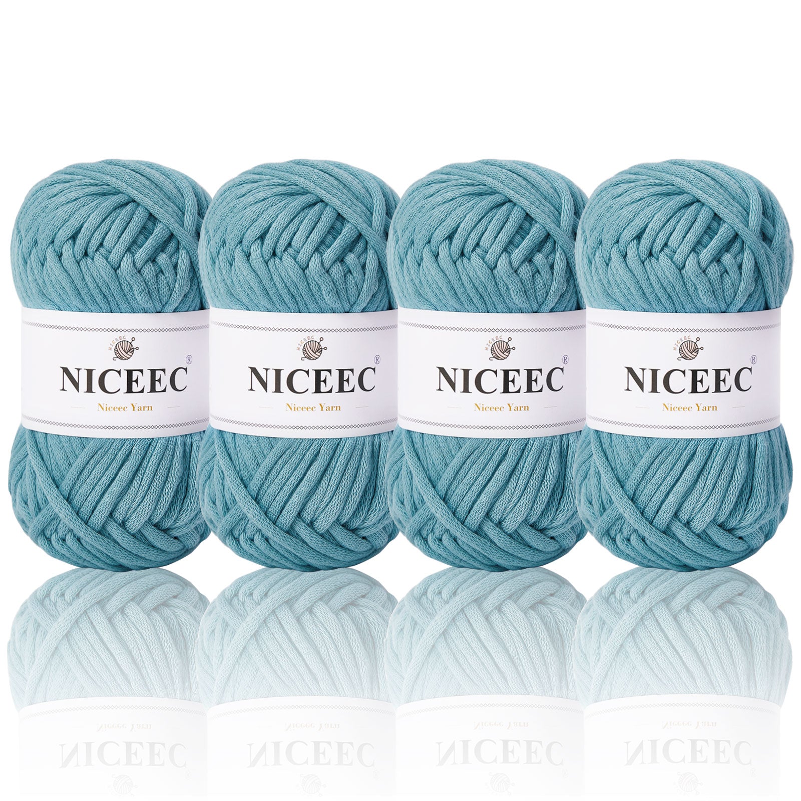 NICEEC 4 Skeins Crochet Yarn Soft Knitting Yarn for Beginners Cotton-Nylon Blend Yarn Easy-Use Yarn for Starters Crochet Kit Making Yarn for DIY Craft Total Length 4×55yds(4×1.76oz)