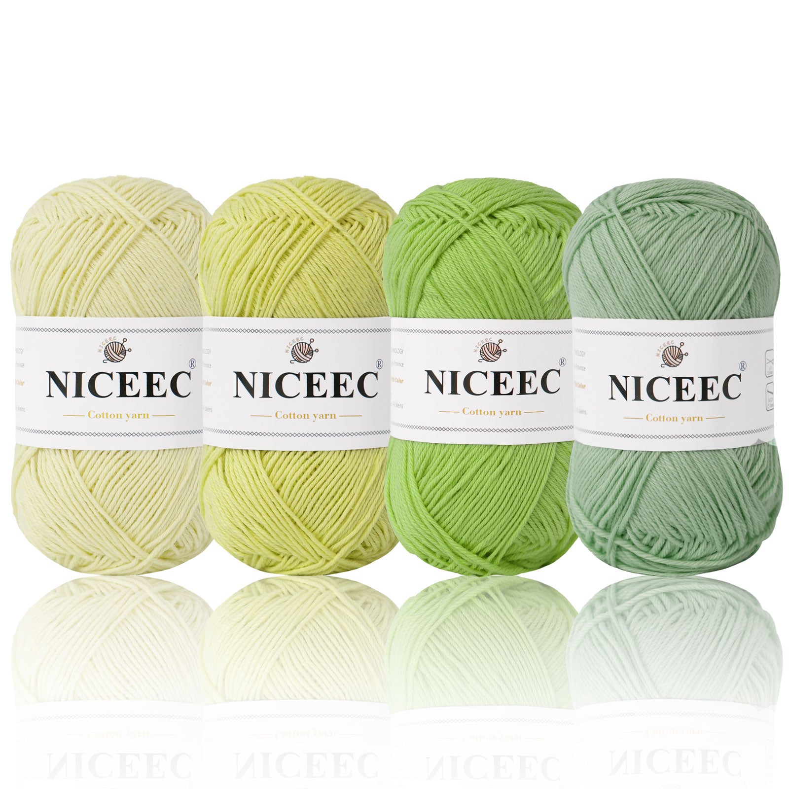 NICEEC - 4 madejas de hilo suave para bebé, 100 % algodón, para crochet, 4 capas, para mantas, manualidades, grosor de hilo, longitud total: 4 x 175 yardas/4 x 50 g 