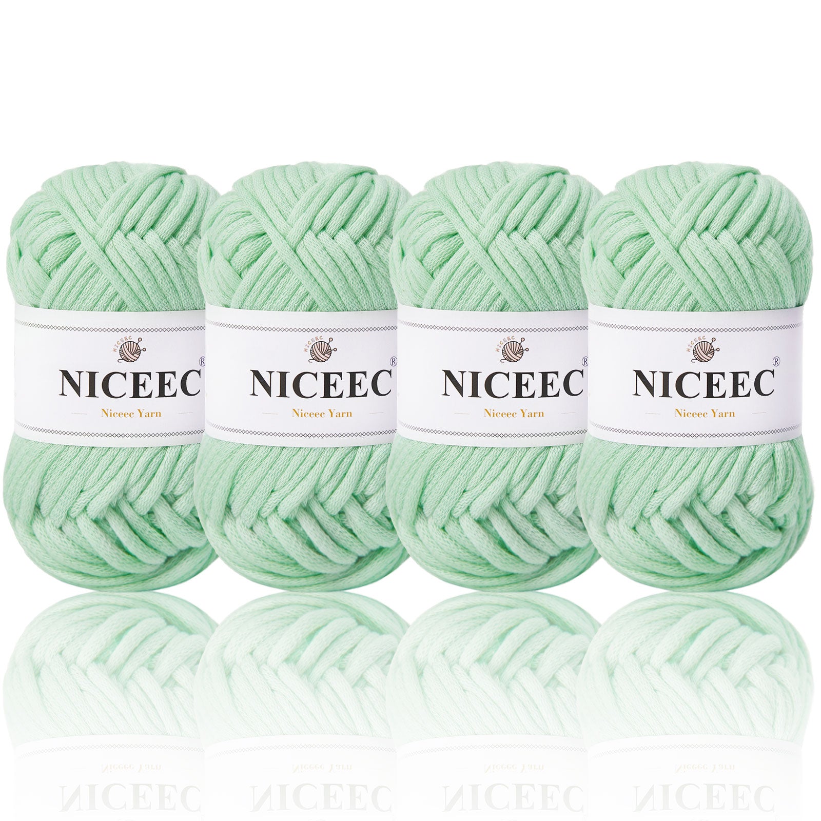 NICEEC 4 Skeins Crochet Yarn Soft Knitting Yarn for Beginners Cotton-Nylon Blend Yarn Easy-Use Yarn for Starters Crochet Kit Making Yarn for DIY Craft Total Length 4×55yds(4×1.76oz)