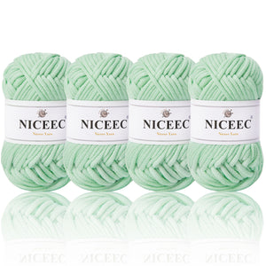 NICEEC 4 Skeins Crochet Yarn Soft Knitting Yarn for Beginners Cotton-Nylon Blend Yarn Easy-Use Yarn for Starters Crochet Kit Making Yarn for DIY Craft Total Length 4×55yds(4×1.76oz)