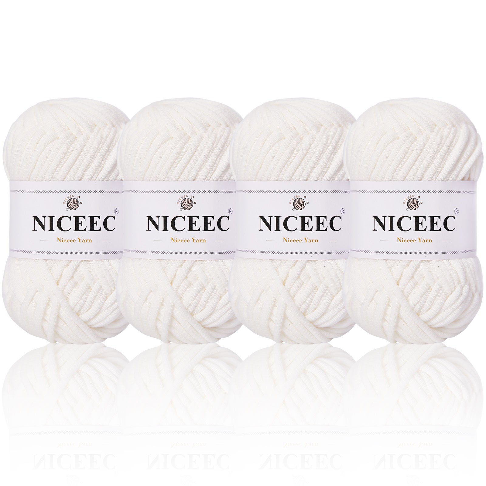 NICEEC 4 Skeins Crochet Yarn Soft Knitting Yarn for Beginners Cotton-Nylon Blend Yarn Easy-Use Yarn for Starters Crochet Kit Making Yarn for DIY Craft Total Length 4×55yds(4×1.76oz)