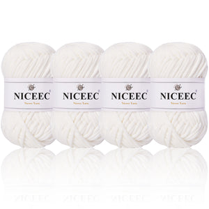 NICEEC 4 Skeins Crochet Yarn Soft Knitting Yarn for Beginners Cotton-Nylon Blend Yarn Easy-Use Yarn for Starters Crochet Kit Making Yarn for DIY Craft Total Length 4×55yds(4×1.76oz)