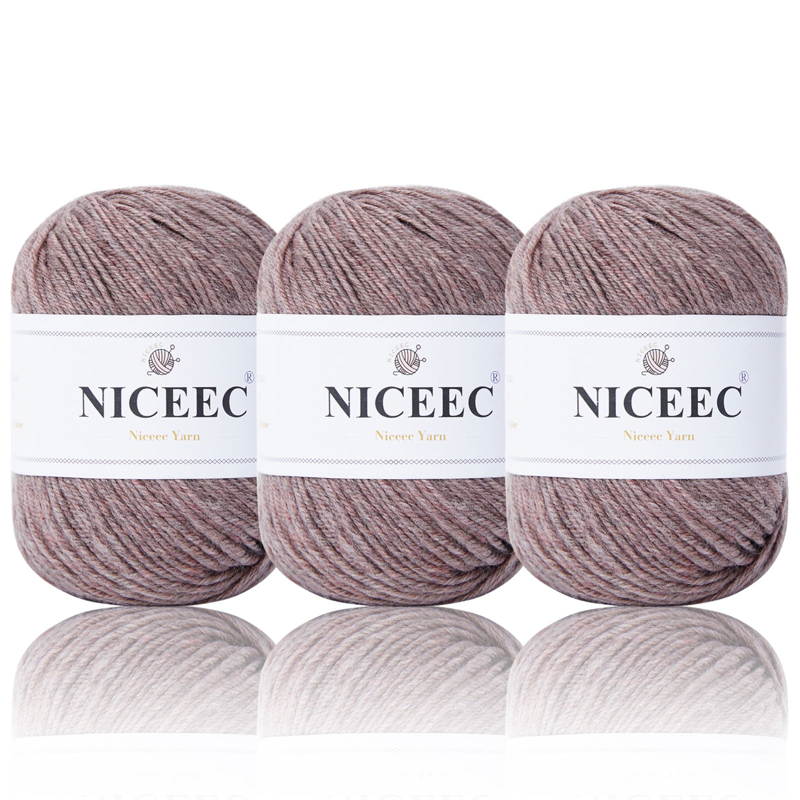 NICEEC 4 Skeins Soft Merino Wool Yarn - Soft & Warm, Finger Weight, Woolen Yarn for Crochet & Knitting