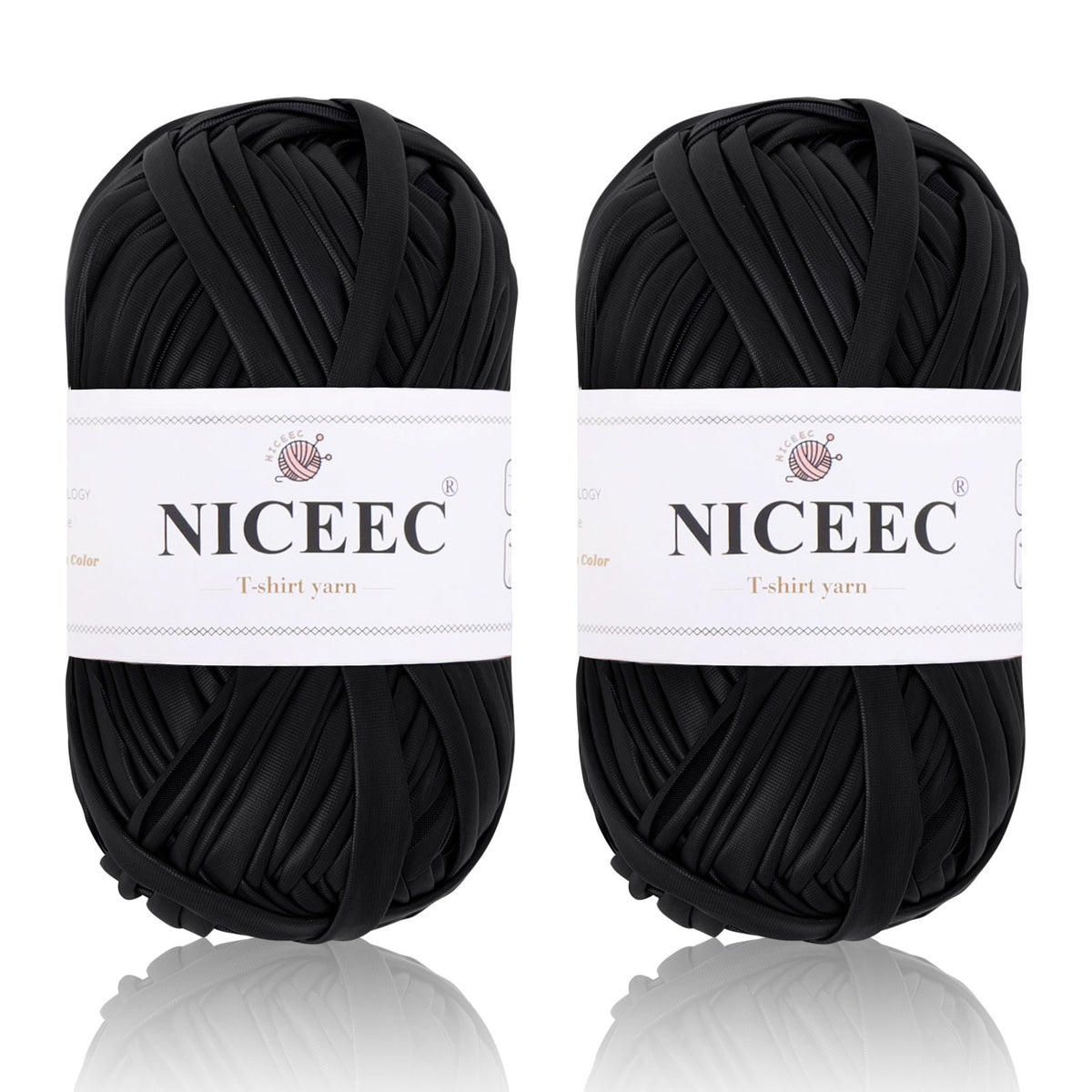 NICEEC 2 Skeins Metal T-Shirt Yarn Single-Side Bright, Glossy, Crochet & Knitting, Fabric Cloth Yarn Handmade DIY Craft Bag Basket Cushion-Totle Length 64yds(7.1oz)