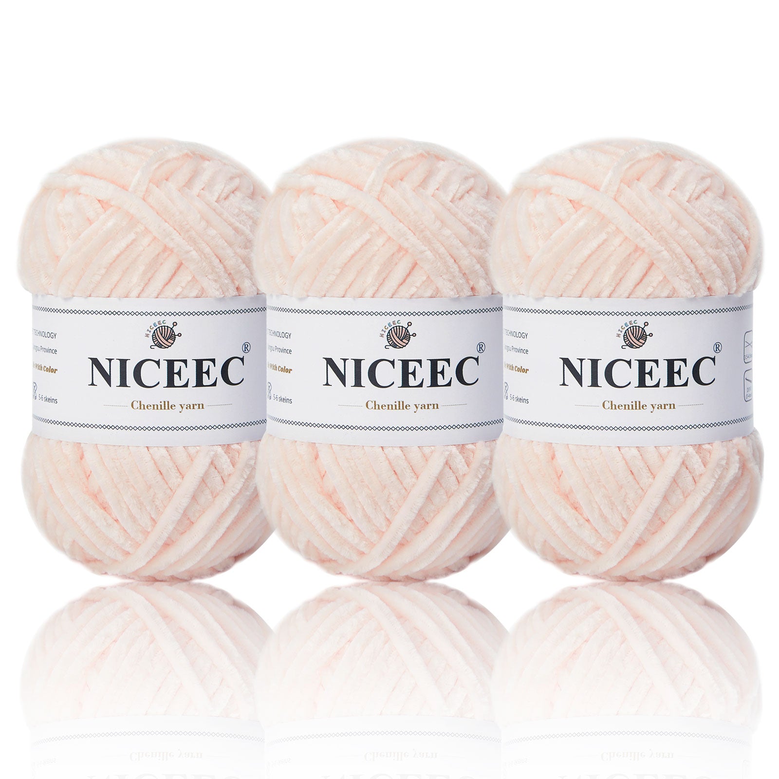 NICEEC 3 Skeins Soft Chenille Yarn Blanket Yarn for Knitting Fancy Yarn for Crochet Weaving DIY Craft
