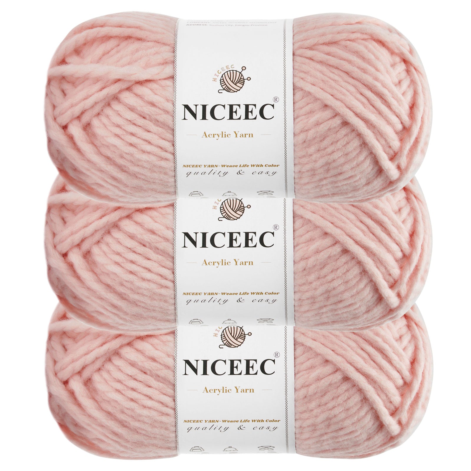 NICEEC 3 Skeins Colorful Acrylic Yarn Soft Quality Yarn Bulky Weight Yarn Multicolored Yarn for Crochet Knit -Total Length 3×120 yds/3×5.3oz