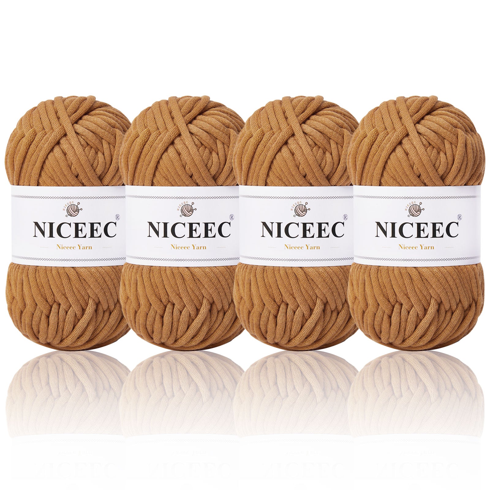 NICEEC 4 Skeins Crochet Yarn Soft Knitting Yarn for Beginners Cotton-Nylon Blend Yarn Easy-Use Yarn for Starters Crochet Kit Making Yarn for DIY Craft Total Length 4×55yds(4×1.76oz)