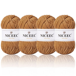NICEEC 4 Skeins Crochet Yarn Soft Knitting Yarn for Beginners Cotton-Nylon Blend Yarn Easy-Use Yarn for Starters Crochet Kit Making Yarn for DIY Craft Total Length 4×55yds(4×1.76oz)