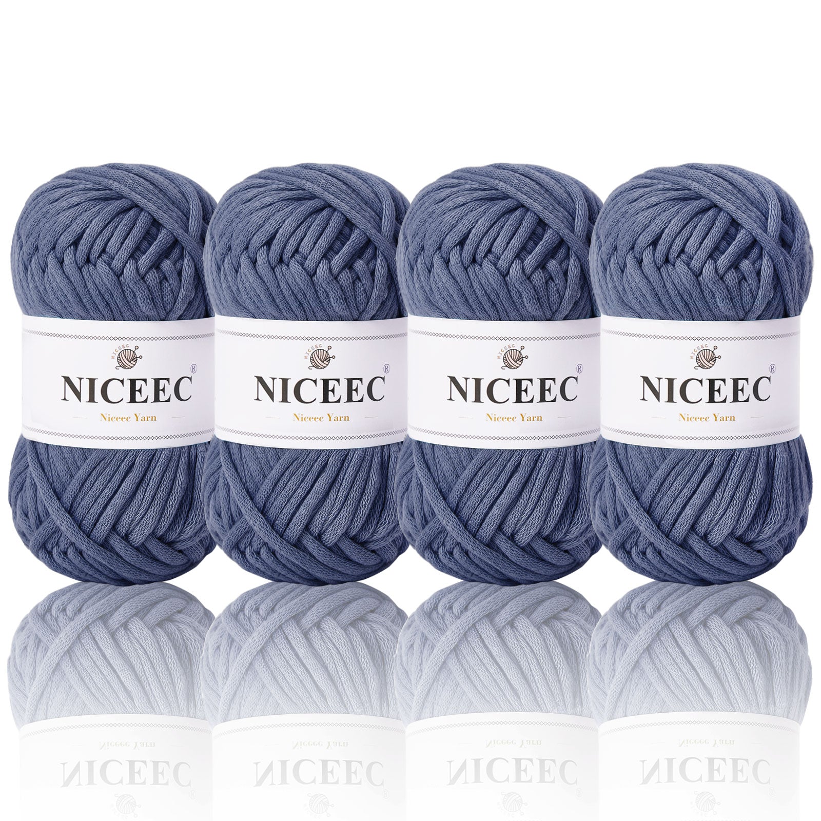 NICEEC 4 Skeins Crochet Yarn Soft Knitting Yarn for Beginners Cotton-Nylon Blend Yarn Easy-Use Yarn for Starters Crochet Kit Making Yarn for DIY Craft Total Length 4×55yds(4×1.76oz)
