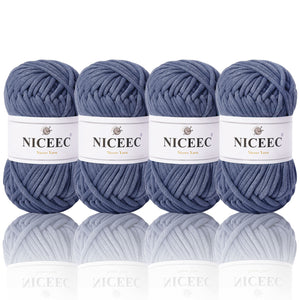 NICEEC 4 Skeins Crochet Yarn Soft Knitting Yarn for Beginners Cotton-Nylon Blend Yarn Easy-Use Yarn for Starters Crochet Kit Making Yarn for DIY Craft Total Length 4×55yds(4×1.76oz)