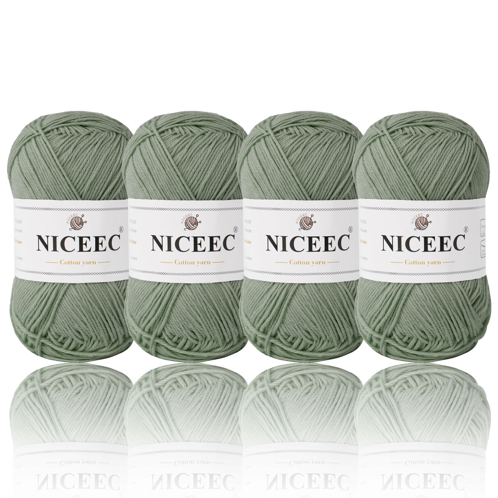 NICEEC - 4 madejas de hilo suave para bebé, 100 % algodón, para crochet, 4 capas, para mantas, manualidades, grosor de hilo, longitud total: 4 x 175 yardas/4 x 50 g 