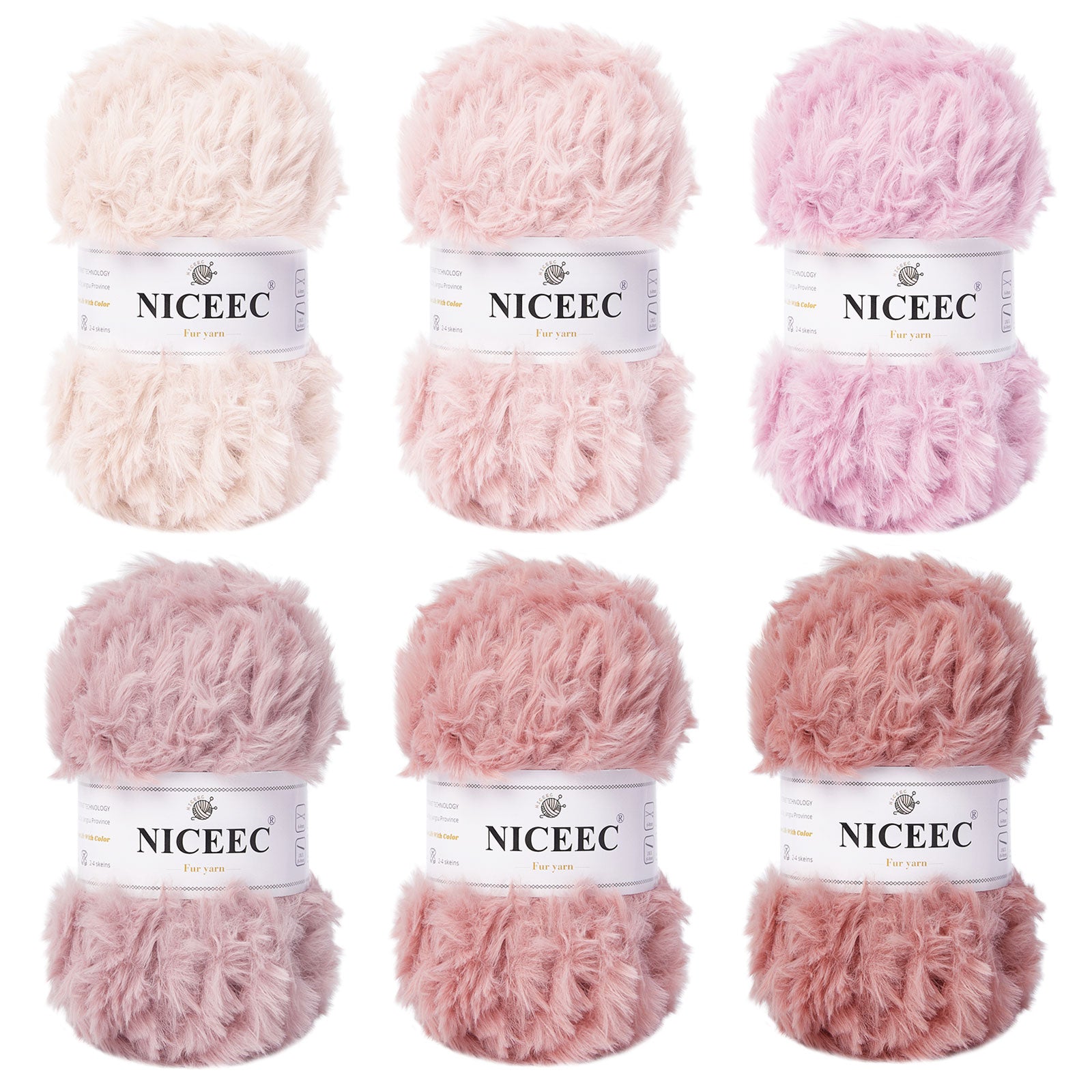 NICEEC - 2 madejas de hilo de pelo sintético supersuave, grueso y esponjoso, para tejer a crochet - Longitud total: 2 x 32 m (2 x 35 yardas, 50 g x 2) 