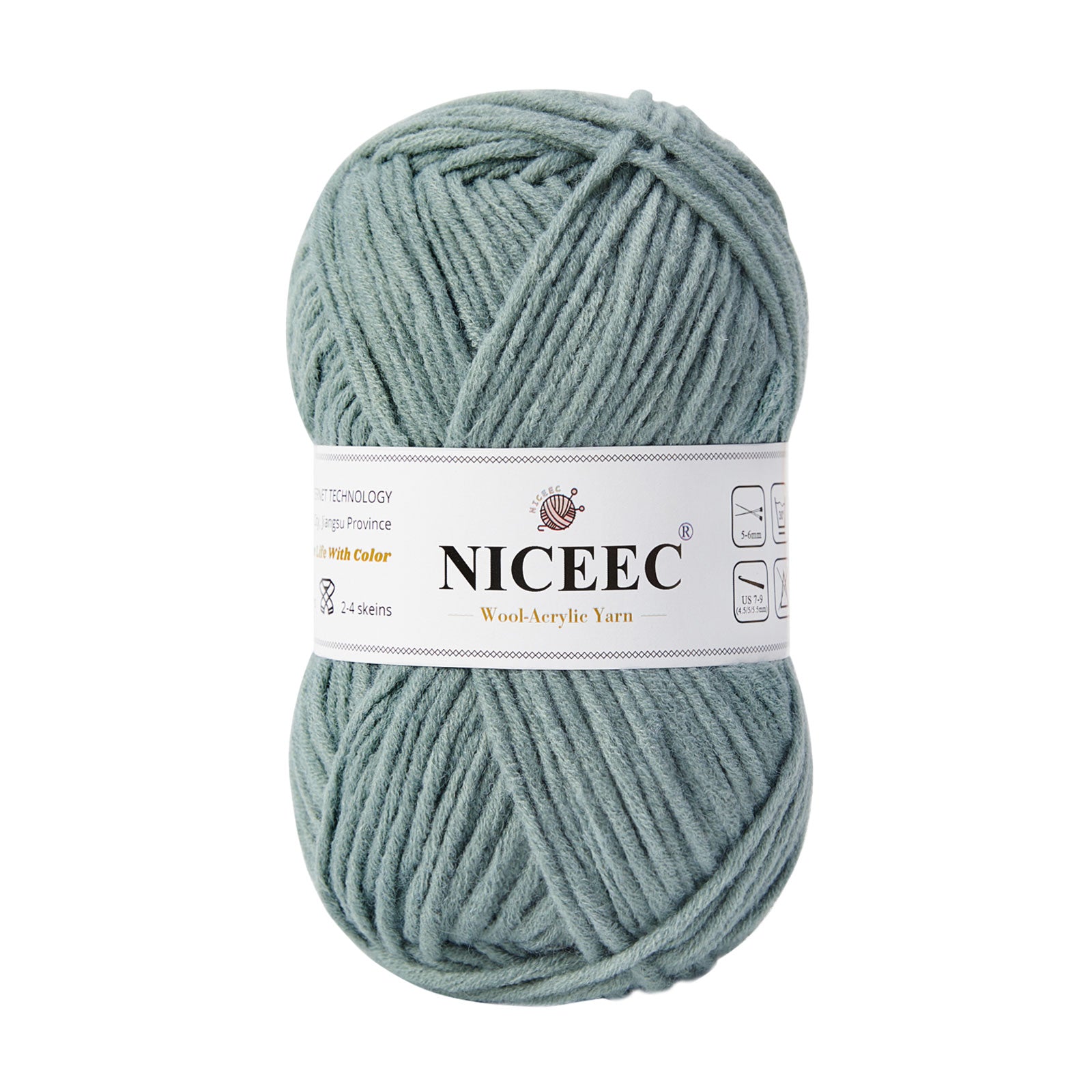 NICEEC 1 Skein Soft Wool-Acrylic Yarn for Knitting Worsted Weight Yarn Quality Yarn for DIY Craft Wool Blend Yarn for Crochet Blanket Yarn(3.53oz,153yds)
