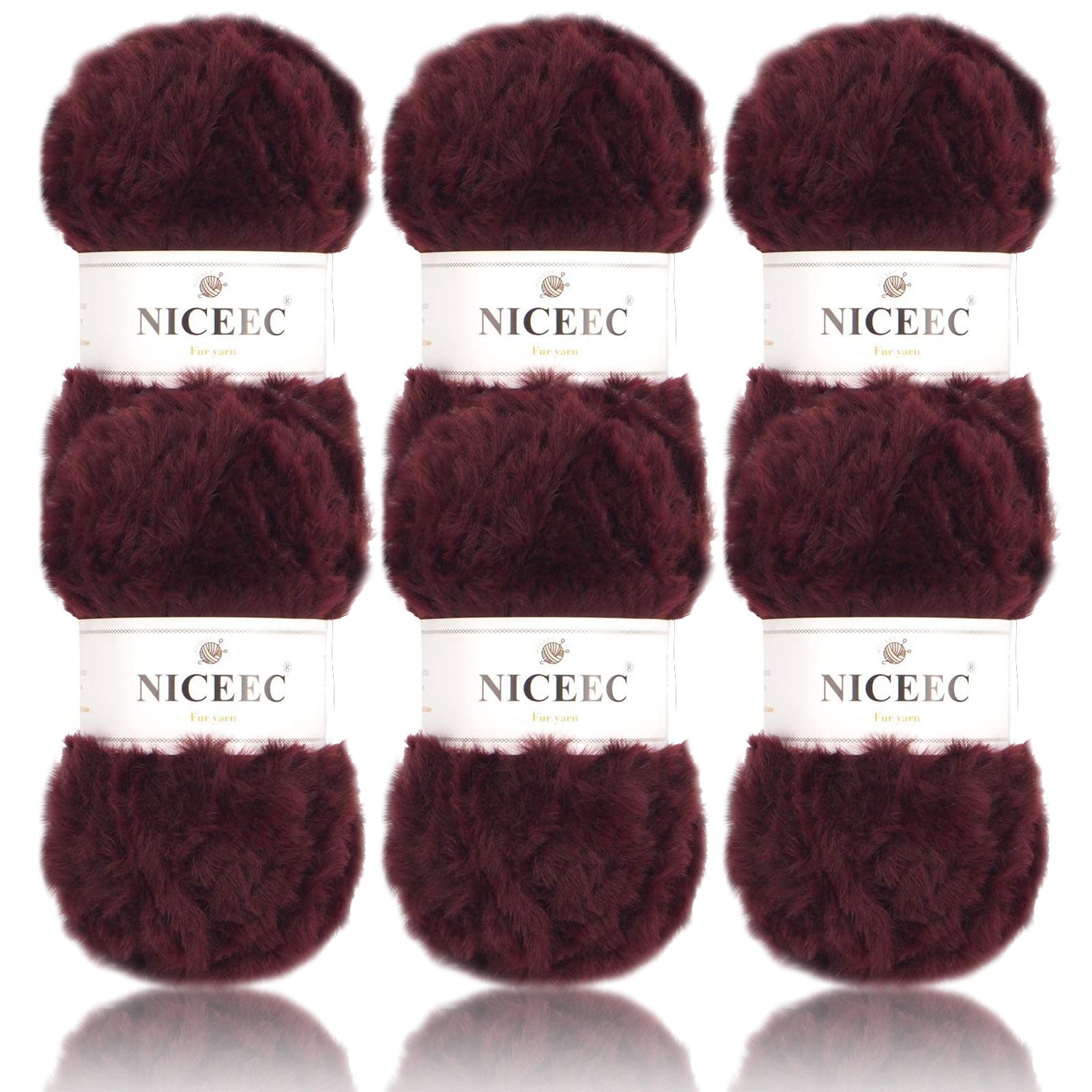 NICEEC - 2 madejas de hilo de pelo sintético supersuave, grueso y esponjoso, para tejer a crochet - Longitud total: 2 x 32 m (2 x 35 yardas, 50 g x 2) 