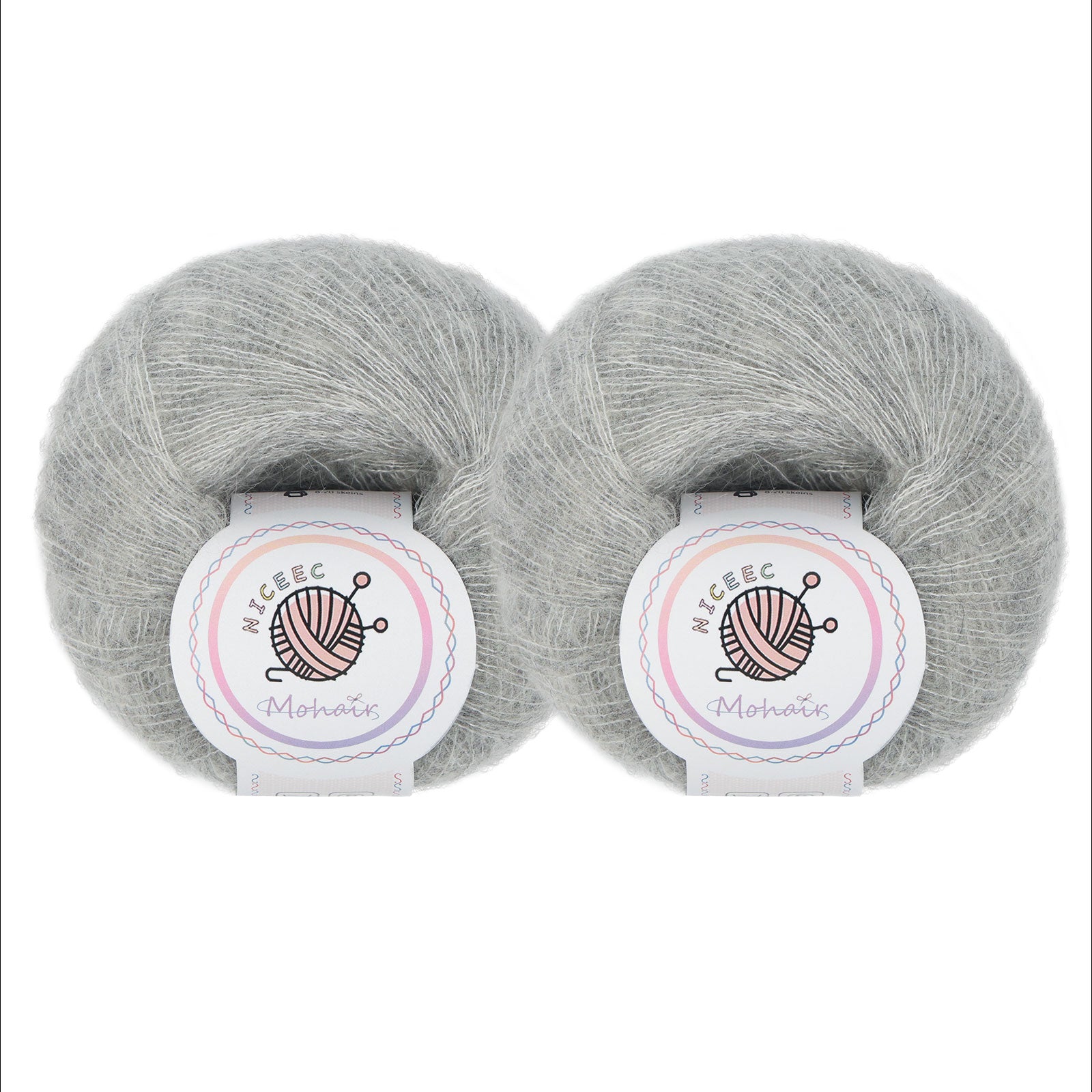 NICEEC 2 Skeins Soft Mohair Yarn, Fluffy & Fuzzy, Luxurious & Thin, Slik Wool Blend Yarn for Crochet & Knitting