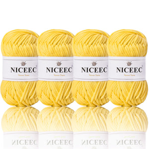 NICEEC 4 Skeins Crochet Yarn Soft Knitting Yarn for Beginners Cotton-Nylon Blend Yarn Easy-Use Yarn for Starters Crochet Kit Making Yarn for DIY Craft Total Length 4×55yds(4×1.76oz)