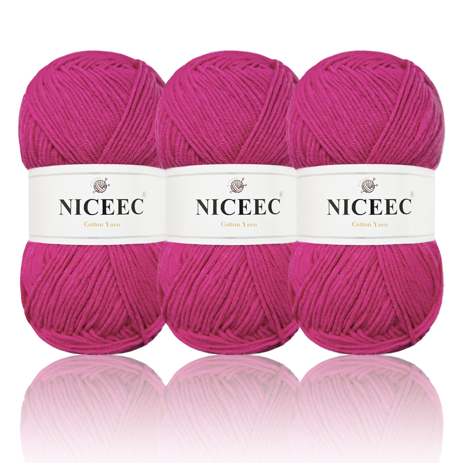NICEEC - 3 madejas de hilo de algodón suave de 5 capas para bebé, ideal para tejer y crochet. Hilo de mezcla de algodón para bebé. Longitud total: 3 x 220 m (3 x 240 yardas, 100 g x 3). 