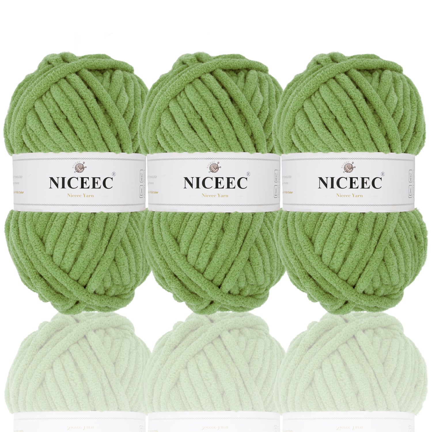 NICEEC - 3 madejas de hilo de chenilla brillante, suave, para tejer a crochet, mantas, manualidades y manualidades - Largo total: 3 x 50 m (3 x 55 yardas, 100 g x 3) 