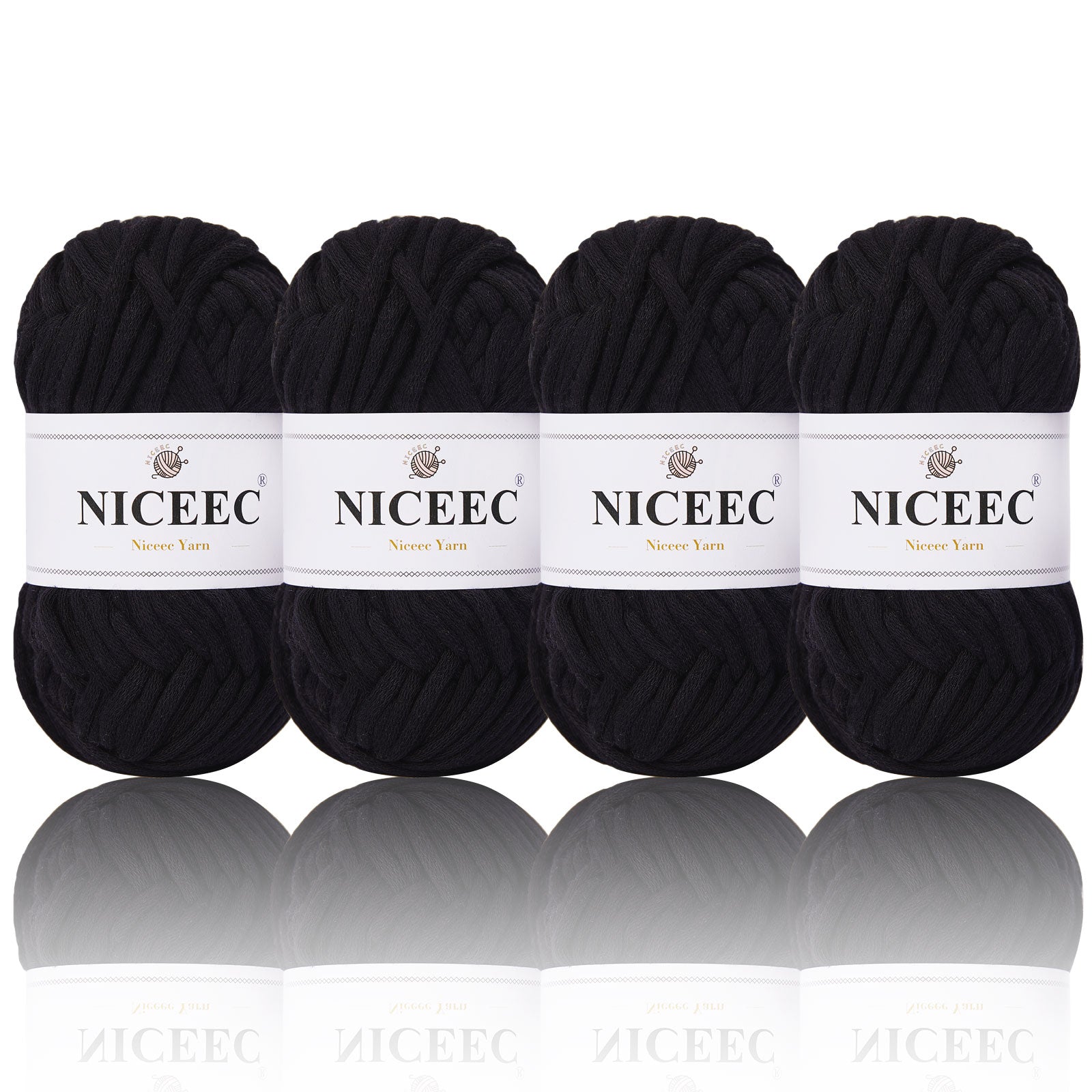 NICEEC 4 Skeins Crochet Yarn Soft Knitting Yarn for Beginners Cotton-Nylon Blend Yarn Easy-Use Yarn for Starters Crochet Kit Making Yarn for DIY Craft Total Length 4×55yds(4×1.76oz)