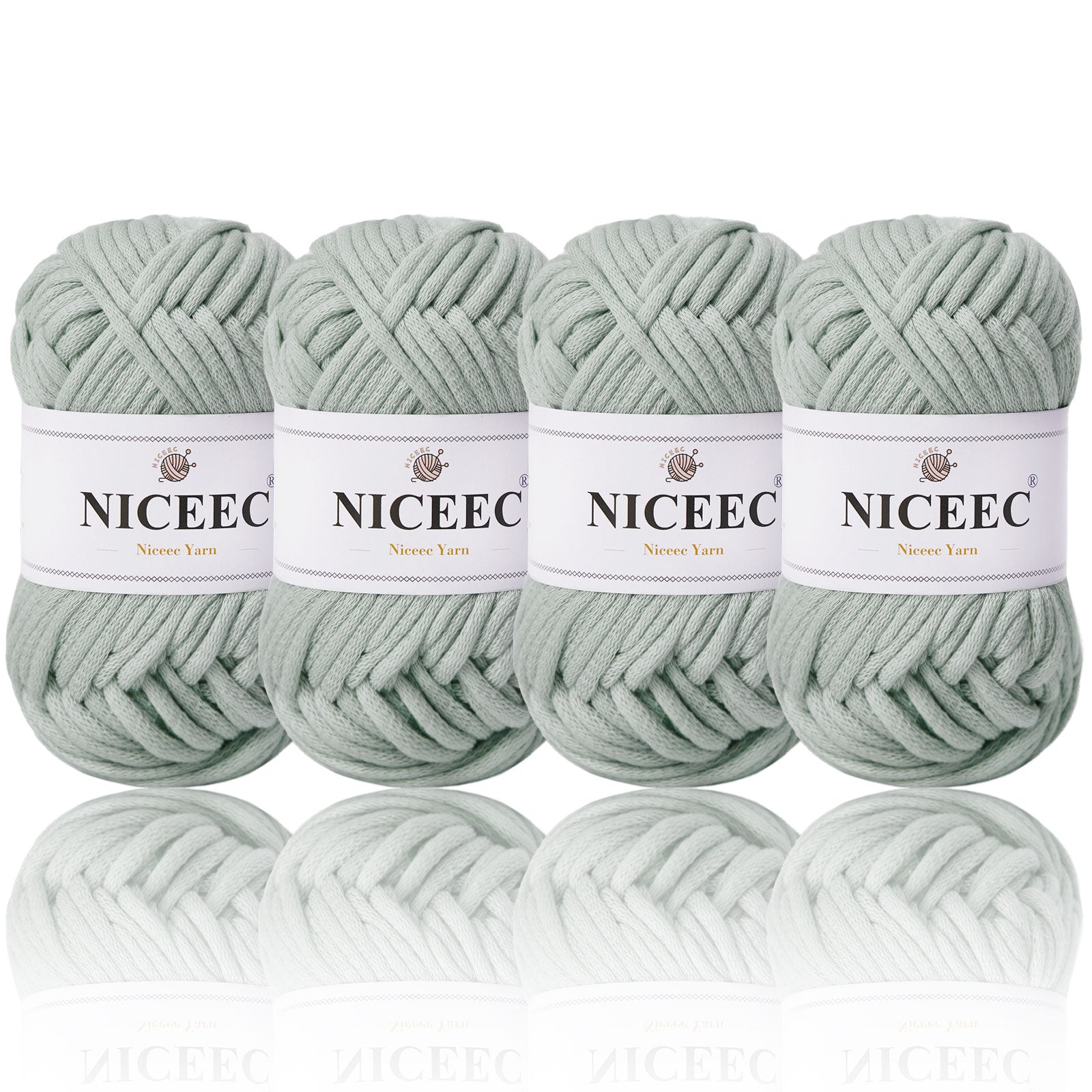 NICEEC 4 Skeins Crochet Yarn Soft Knitting Yarn for Beginners Cotton-Nylon Blend Yarn Easy-Use Yarn for Starters Crochet Kit Making Yarn for DIY Craft Total Length 4×55yds(4×1.76oz)