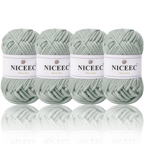 NICEEC 4 Skeins Crochet Yarn Soft Knitting Yarn for Beginners Cotton-Nylon Blend Yarn Easy-Use Yarn for Starters Crochet Kit Making Yarn for DIY Craft Total Length 4×55yds(4×1.76oz)