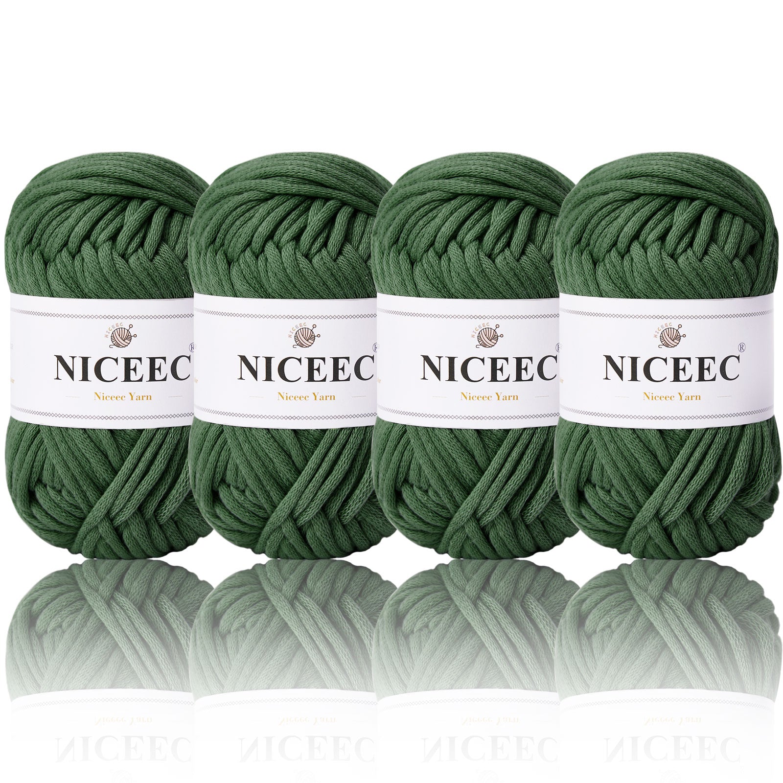 NICEEC 4 Skeins Crochet Yarn Soft Knitting Yarn for Beginners Cotton-Nylon Blend Yarn Easy-Use Yarn for Starters Crochet Kit Making Yarn for DIY Craft Total Length 4×55yds(4×1.76oz)
