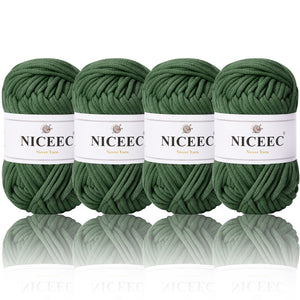 NICEEC 4 Skeins Crochet Yarn Soft Knitting Yarn for Beginners Cotton-Nylon Blend Yarn Easy-Use Yarn for Starters Crochet Kit Making Yarn for DIY Craft Total Length 4×55yds(4×1.76oz)