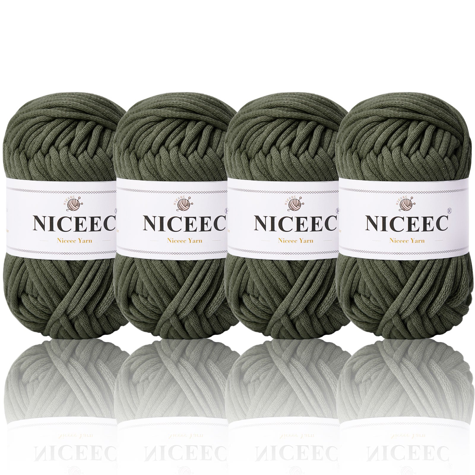 NICEEC 4 Skeins Crochet Yarn Soft Knitting Yarn for Beginners Cotton-Nylon Blend Yarn Easy-Use Yarn for Starters Crochet Kit Making Yarn for DIY Craft Total Length 4×55yds(4×1.76oz)