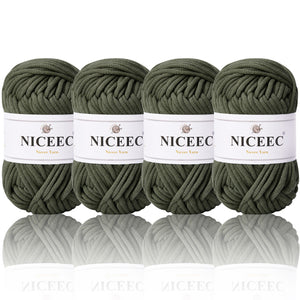 NICEEC 4 Skeins Crochet Yarn Soft Knitting Yarn for Beginners Cotton-Nylon Blend Yarn Easy-Use Yarn for Starters Crochet Kit Making Yarn for DIY Craft Total Length 4×55yds(4×1.76oz)