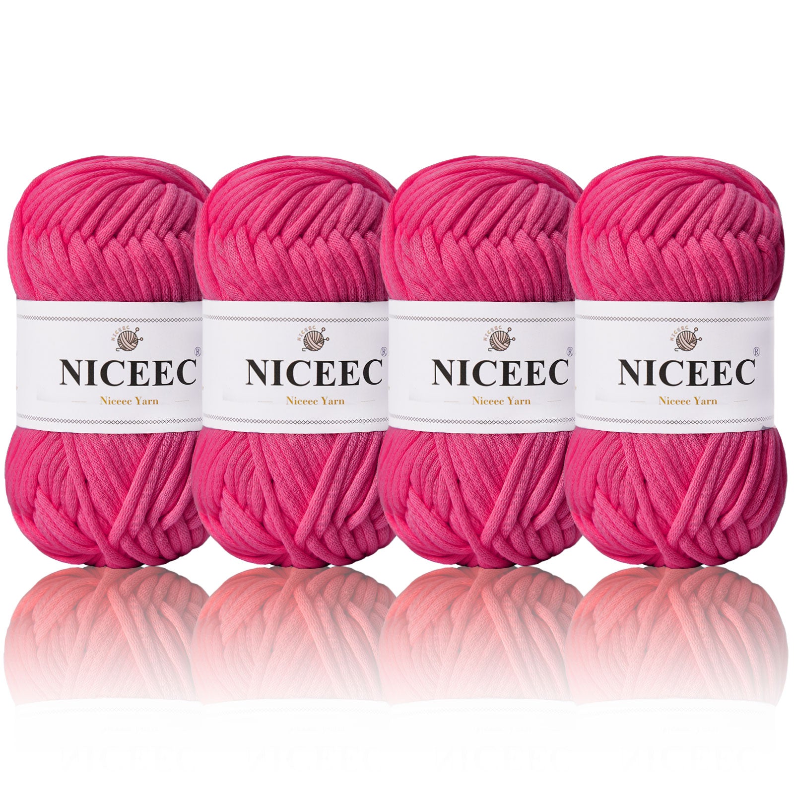 NICEEC 4 Skeins Crochet Yarn Soft Knitting Yarn for Beginners Cotton-Nylon Blend Yarn Easy-Use Yarn for Starters Crochet Kit Making Yarn for DIY Craft Total Length 4×55yds(4×1.76oz)