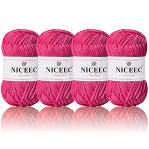 NICEEC 4 Skeins Crochet Yarn Soft Knitting Yarn for Beginners Cotton-Nylon Blend Yarn Easy-Use Yarn for Starters Crochet Kit Making Yarn for DIY Craft Total Length 4×55yds(4×1.76oz)