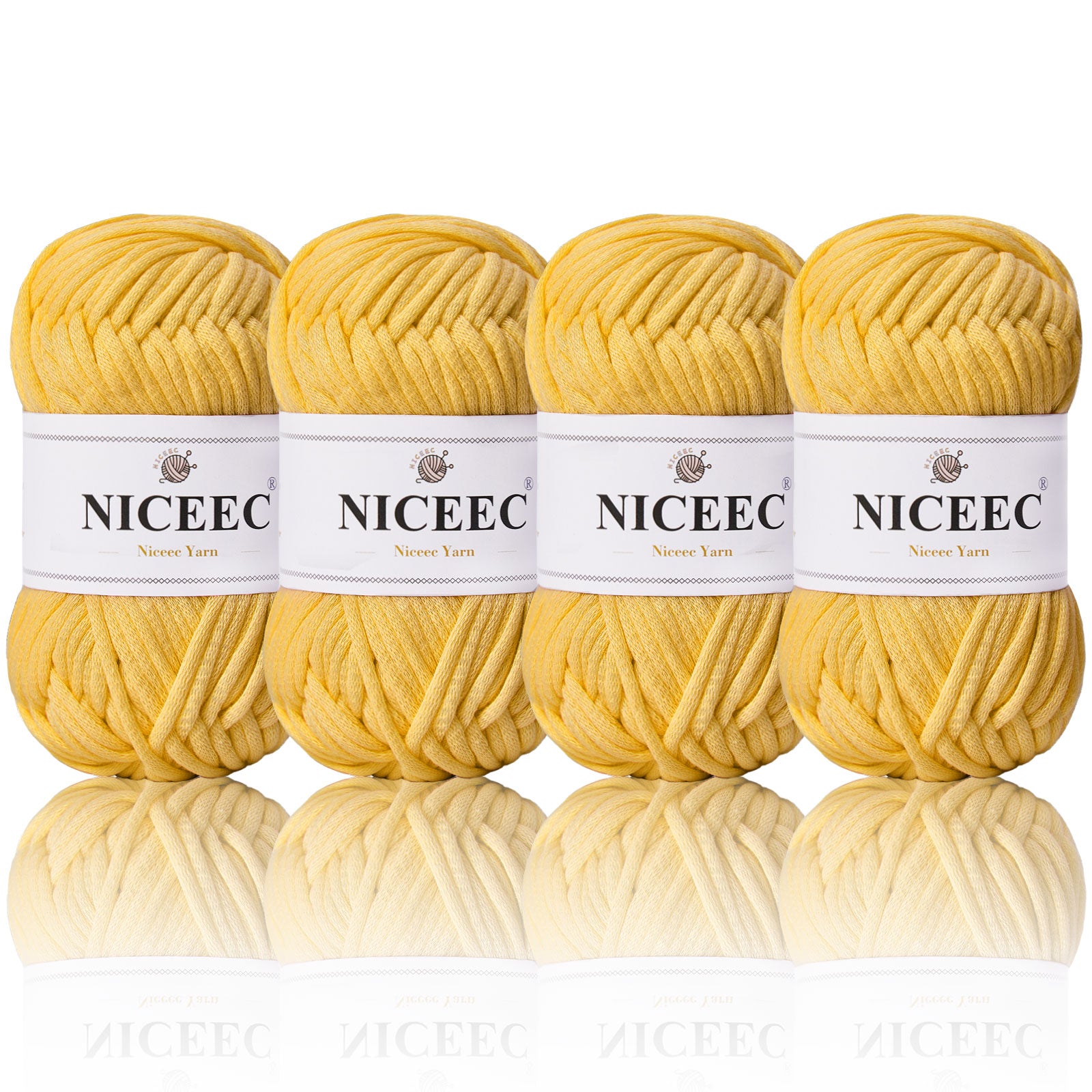 NICEEC 4 Skeins Crochet Yarn Soft Knitting Yarn for Beginners Cotton-Nylon Blend Yarn Easy-Use Yarn for Starters Crochet Kit Making Yarn for DIY Craft Total Length 4×55yds(4×1.76oz)